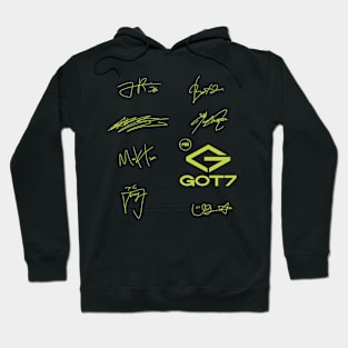 Design with the signatures of  got7 Hoodie